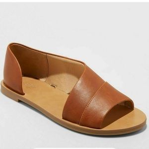 Universal Thread Women's Lissa Asymmetrical Slide Sandals Cognac Wide